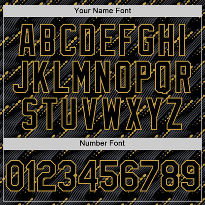 Custom Black Old Gold 3D Pattern Design Slant Lines Authentic Baseball Jersey - Sky-Custom