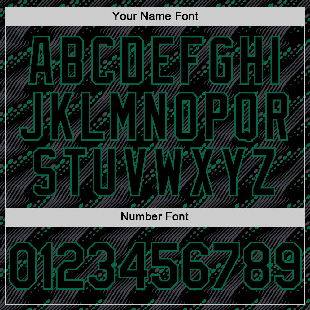 Custom Black Kelly Green 3D Pattern Design Slant Lines Authentic Baseball Jersey - Sky-Custom