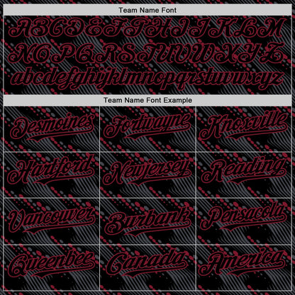 Custom Black Crimson 3D Pattern Design Slant Lines Authentic Baseball Jersey - Sky-Custom