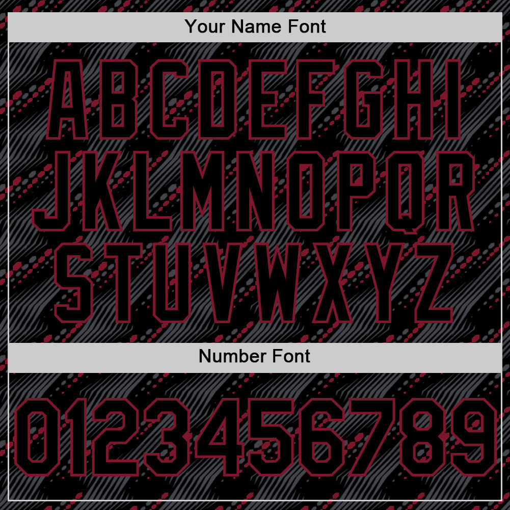 Custom Black Crimson 3D Pattern Design Slant Lines Authentic Baseball Jersey - Sky-Custom