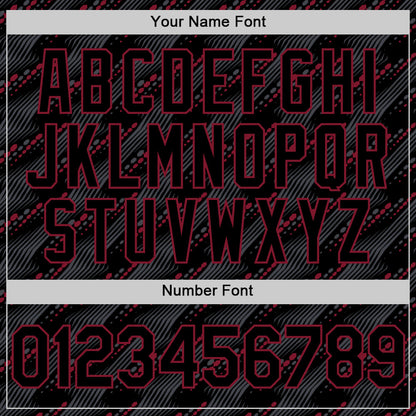 Custom Black Crimson 3D Pattern Design Slant Lines Authentic Baseball Jersey - Sky-Custom