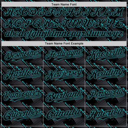 Custom Black Teal 3D Pattern Design Slant Lines Authentic Baseball Jersey - Sky-Custom