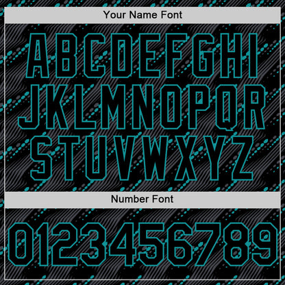 Custom Black Teal 3D Pattern Design Slant Lines Authentic Baseball Jersey - Sky-Custom