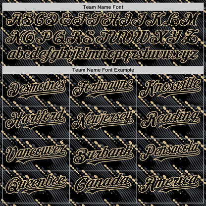 Custom Black Vegas Gold 3D Pattern Design Slant Lines Authentic Baseball Jersey - Sky-Custom