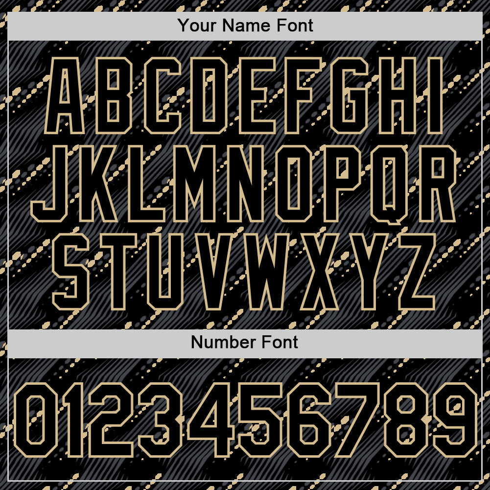 Custom Black Vegas Gold 3D Pattern Design Slant Lines Authentic Baseball Jersey - Sky-Custom