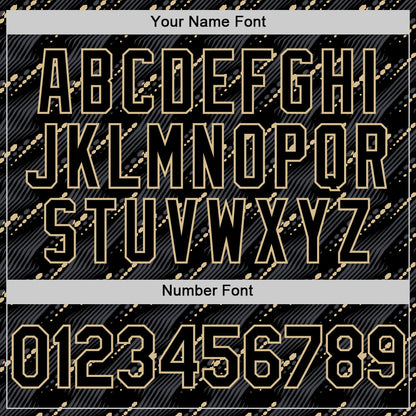 Custom Black Vegas Gold 3D Pattern Design Slant Lines Authentic Baseball Jersey - Sky-Custom