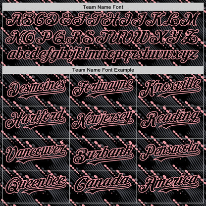 Custom Black Medium Pink 3D Pattern Design Slant Lines Authentic Baseball Jersey - Sky-Custom