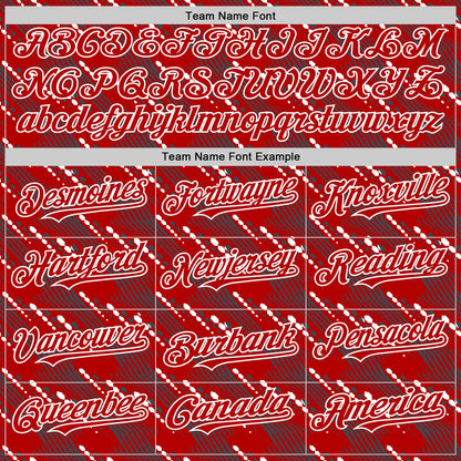Custom Red White 3D Pattern Design Slant Lines Authentic Baseball Jersey - Sky-Custom