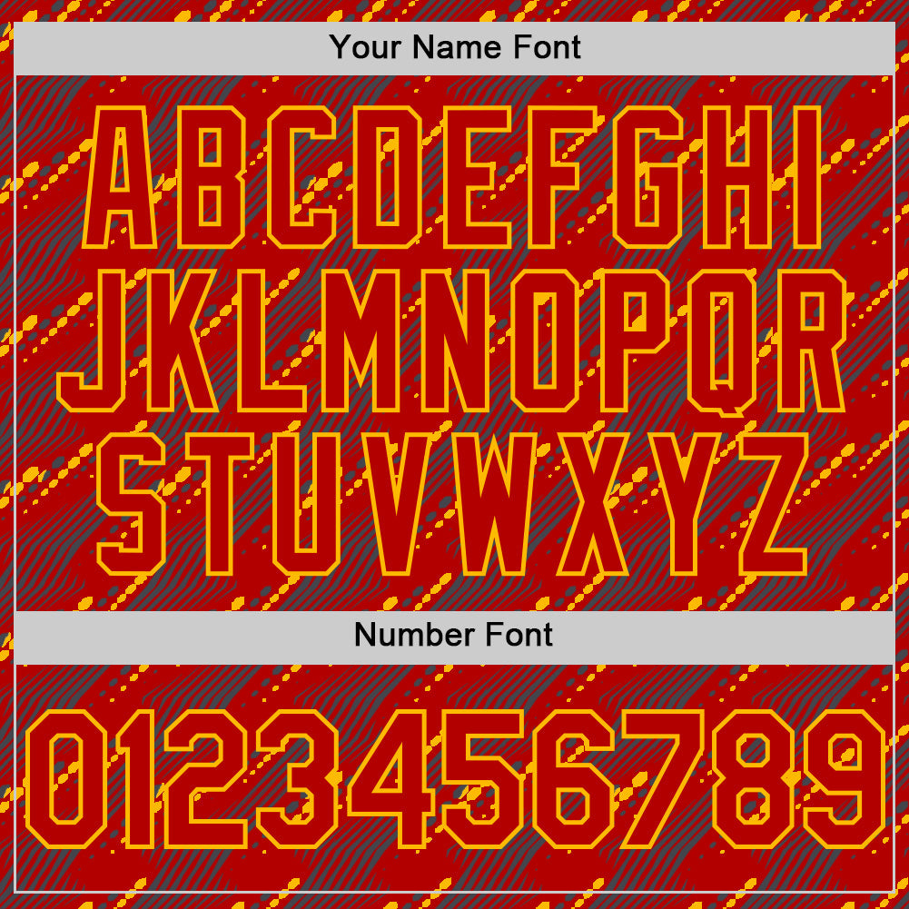 Custom Red Gold 3D Pattern Design Slant Lines Authentic Baseball Jersey - Sky-Custom