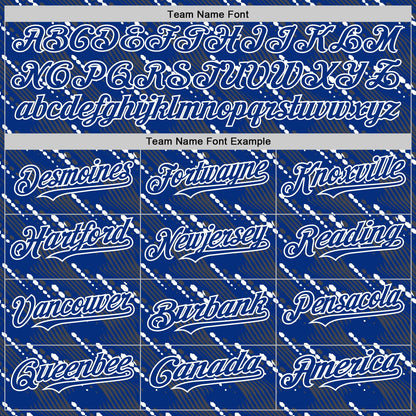 Custom Royal White 3D Pattern Design Slant Lines Authentic Baseball Jersey - Sky-Custom