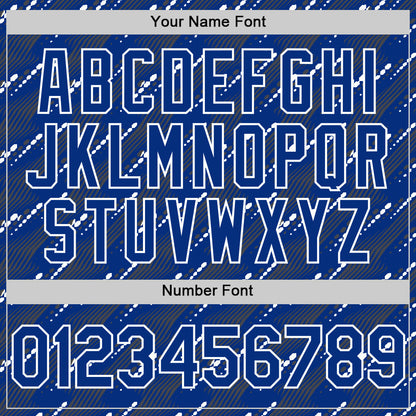 Custom Royal White 3D Pattern Design Slant Lines Authentic Baseball Jersey - Sky-Custom