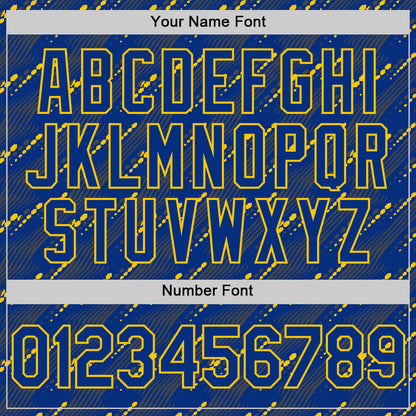 Custom Royal Yellow 3D Pattern Design Slant Lines Authentic Baseball Jersey - Sky-Custom