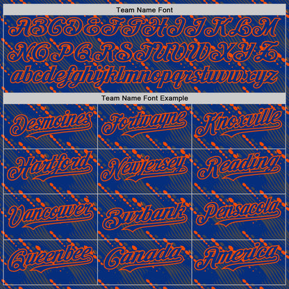 Custom Royal Orange 3D Pattern Design Slant Lines Authentic Baseball Jersey - Sky-Custom