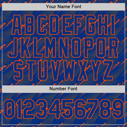 Custom Royal Orange 3D Pattern Design Slant Lines Authentic Baseball Jersey - Sky-Custom