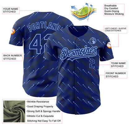 Custom Royal Light Blue 3D Pattern Design Slant Lines Authentic Baseball Jersey - Sky-Custom