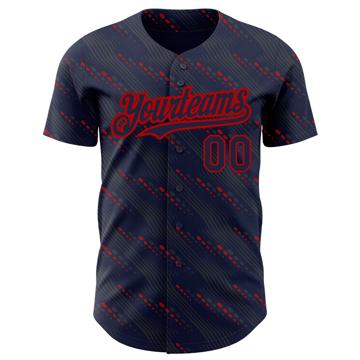 Custom Navy Red 3D Pattern Design Slant Lines Authentic Baseball Jersey - Sky-Custom