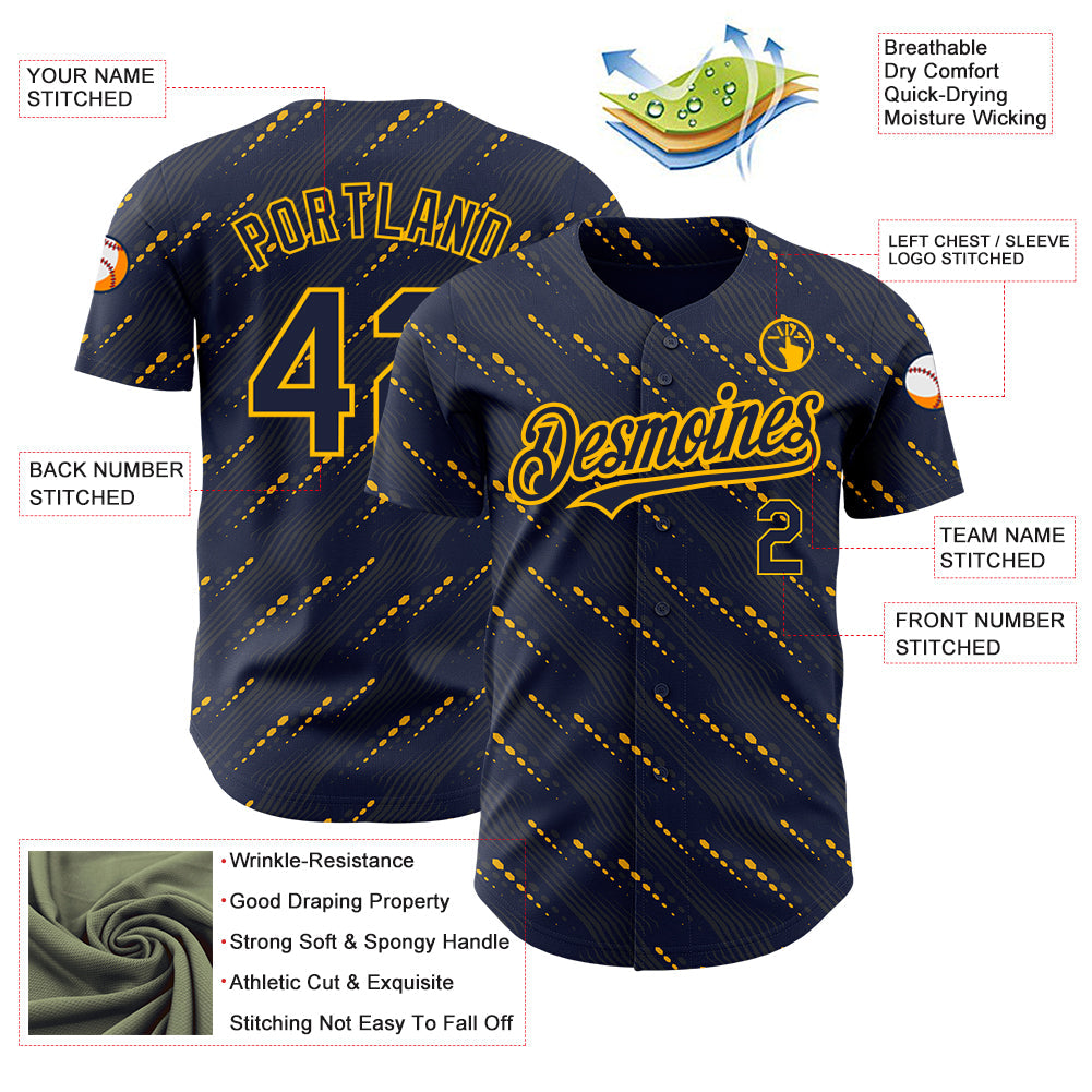 Custom Navy Red 3D Pattern Design Slant Lines Authentic Baseball Jersey - Sky-Custom