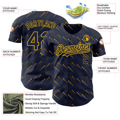 Custom Navy Red 3D Pattern Design Slant Lines Authentic Baseball Jersey - Sky-Custom