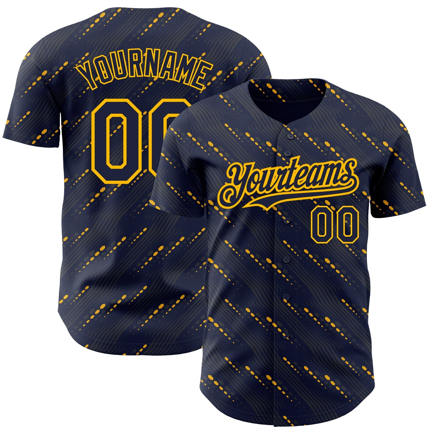 Custom Navy Red 3D Pattern Design Slant Lines Authentic Baseball Jersey - Sky-Custom