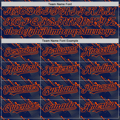Custom Navy Orange 3D Pattern Design Slant Lines Authentic Baseball Jersey - Sky-Custom