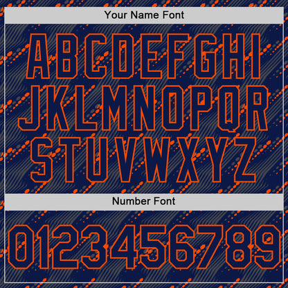 Custom Navy Orange 3D Pattern Design Slant Lines Authentic Baseball Jersey - Sky-Custom