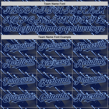 Custom Navy Light Blue 3D Pattern Design Slant Lines Authentic Baseball Jersey - Sky-Custom
