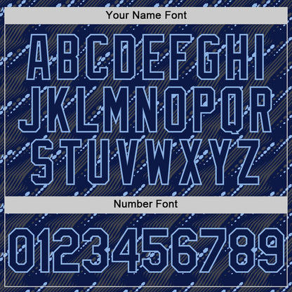 Custom Navy Light Blue 3D Pattern Design Slant Lines Authentic Baseball Jersey - Sky-Custom