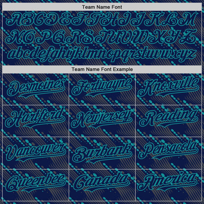 Custom Navy Teal 3D Pattern Design Slant Lines Authentic Baseball Jersey - Sky-Custom