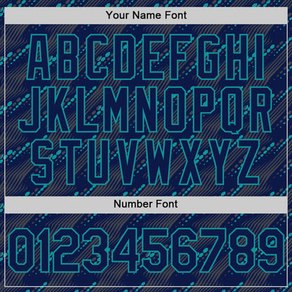 Custom Navy Teal 3D Pattern Design Slant Lines Authentic Baseball Jersey - Sky-Custom