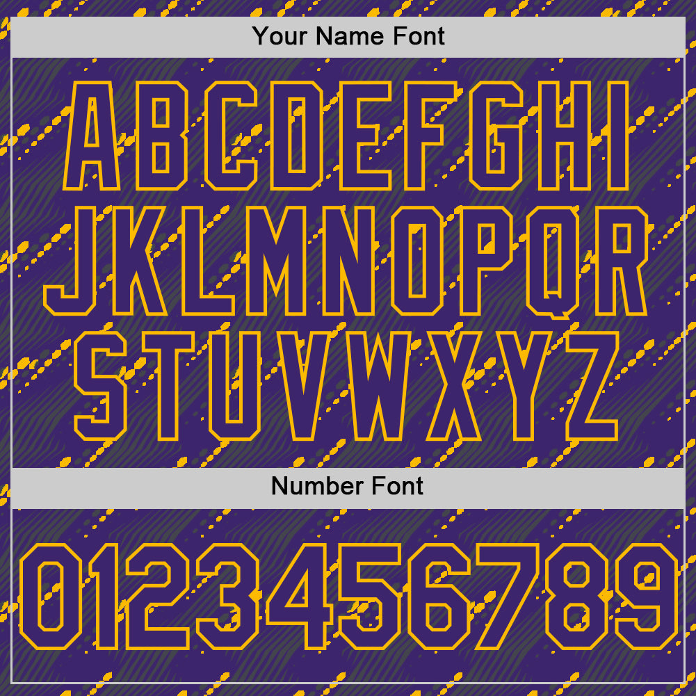 Custom Purple Gold 3D Pattern Design Slant Lines Authentic Baseball Jersey - Sky-Custom