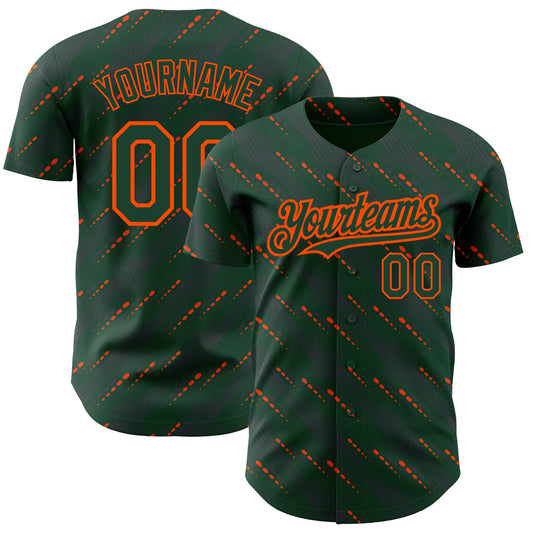 Custom Green Green-Orange 3D Pattern Design Slant Lines Authentic Baseball Jersey - Sky-Custom