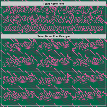 Custom Kelly Green-Pink 3D Pattern Design Slant Lines Authentic Baseball Jersey - Sky-Custom