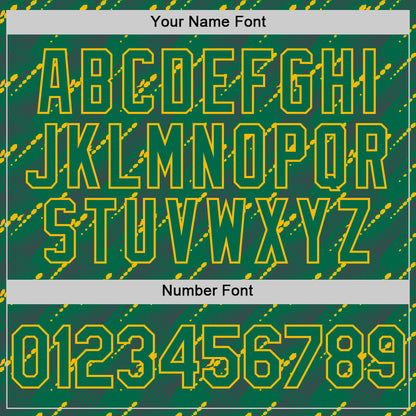 Custom Kelly Green-Gold 3D Pattern Design Slant Lines Authentic Baseball Jersey - Sky-Custom