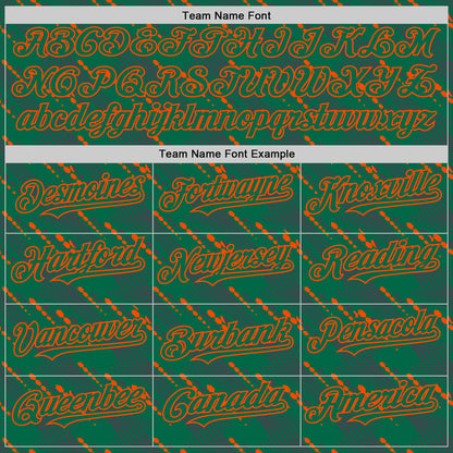 Custom Kelly Green-Orange 3D Pattern Design Slant Lines Authentic Baseball Jersey - Sky-Custom
