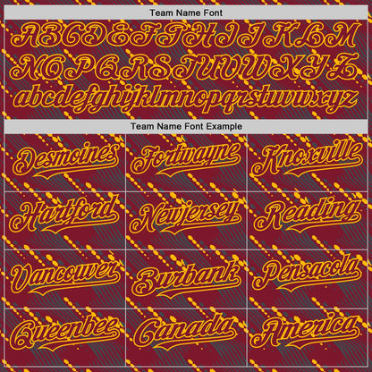 Custom Crimson Gold 3D Pattern Design Slant Lines Authentic Baseball Jersey - Sky-Custom