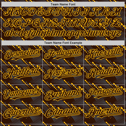 Custom Brown Gold 3D Pattern Design Slant Lines Authentic Baseball Jersey - Sky-Custom