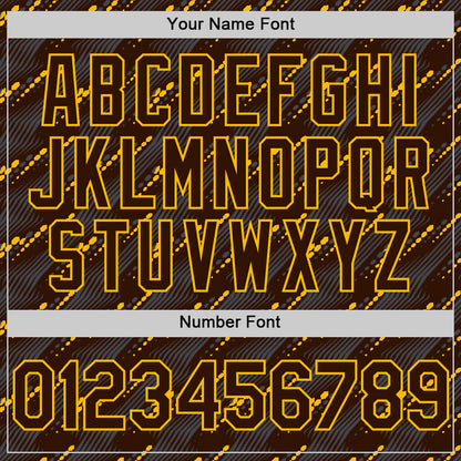 Custom Brown Gold 3D Pattern Design Slant Lines Authentic Baseball Jersey - Sky-Custom