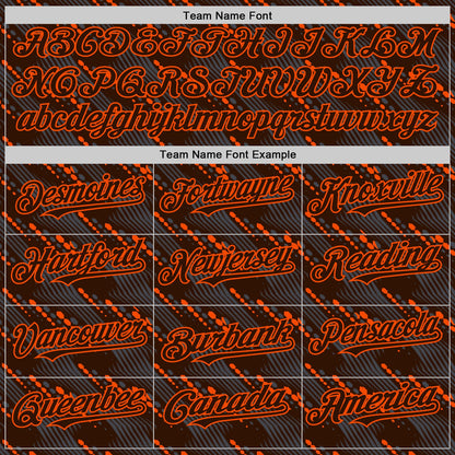 Custom Brown Orange 3D Pattern Design Slant Lines Authentic Baseball Jersey - Sky-Custom