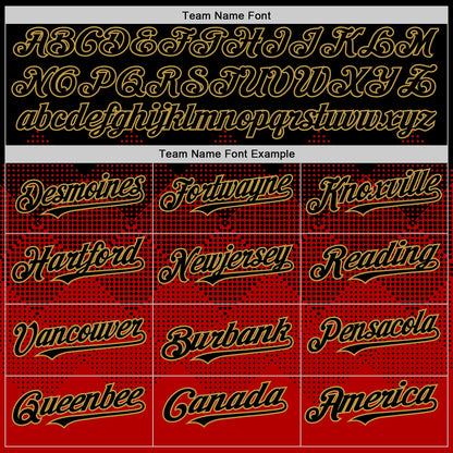Custom Black Red-Old Gold 3D Pattern Design Gradient Square Shapes Authentic Baseball Jersey - Sky-Custom