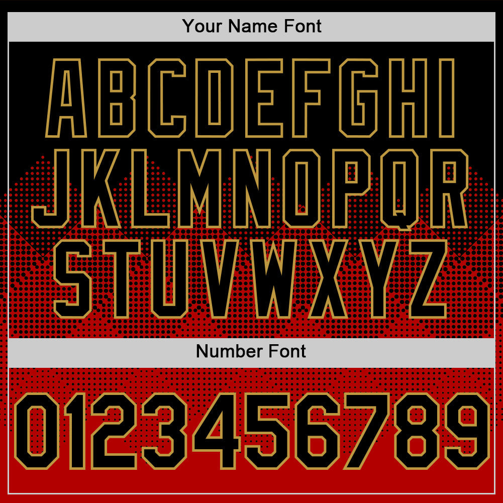 Custom Black Red-Old Gold 3D Pattern Design Gradient Square Shapes Authentic Baseball Jersey - Sky-Custom