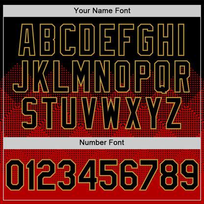 Custom Black Red-Old Gold 3D Pattern Design Gradient Square Shapes Authentic Baseball Jersey - Sky-Custom