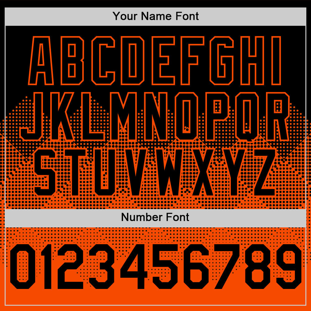 Custom Black Orange 3D Pattern Design Gradient Square Shapes Authentic Baseball Jersey - Sky-Custom