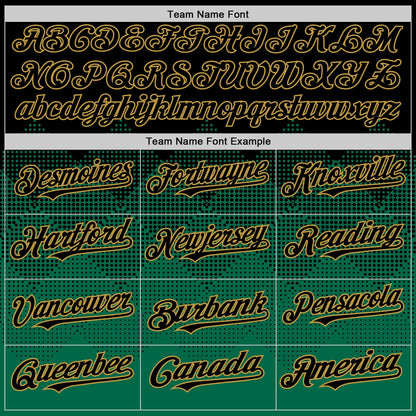Custom Black Kelly Green-Old Gold 3D Pattern Design Gradient Square Shapes Authentic Baseball Jersey - Sky-Custom