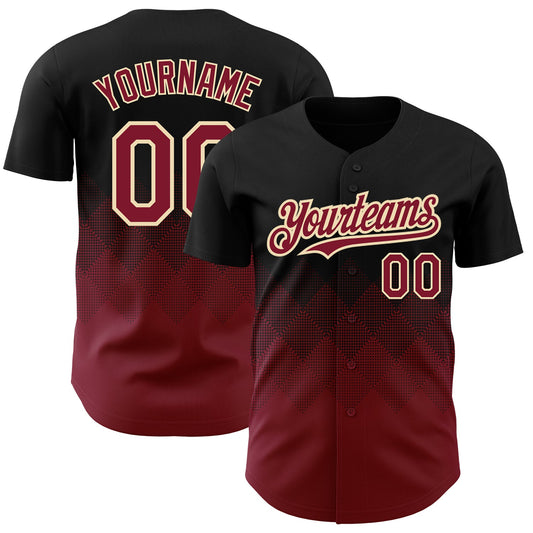 Custom Black Crimson-City Cream 3D Pattern Design Gradient Square Shapes Authentic Baseball Jersey - Sky-Custom