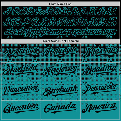 Custom Black Teal 3D Pattern Design Gradient Square Shapes Authentic Baseball Jersey - Sky-Custom