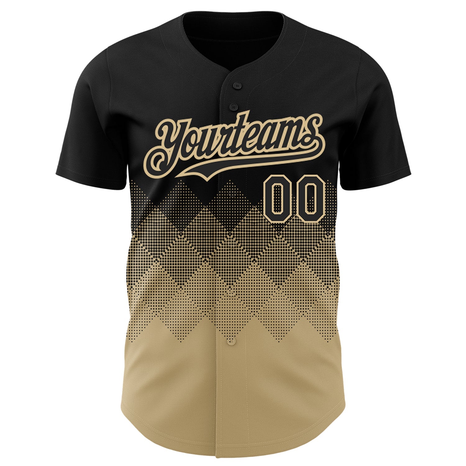 Custom Black Vegas Gold 3D Pattern Design Gradient Square Shapes Authentic Baseball Jersey - Sky-Custom