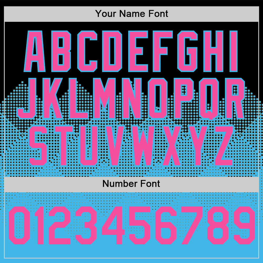 Custom Black Pink-Sky Blue 3D Pattern Design Gradient Square Shapes Authentic Baseball Jersey - Sky-Custom
