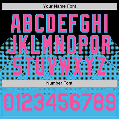 Custom Black Pink-Sky Blue 3D Pattern Design Gradient Square Shapes Authentic Baseball Jersey - Sky-Custom