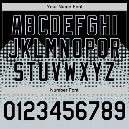 Custom Black Silver 3D Pattern Design Gradient Square Shapes Authentic Baseball Jersey - Sky-Custom