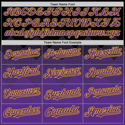 Custom Black Purple-Gold 3D Pattern Design Gradient Square Shapes Authentic Baseball Jersey - Sky-Custom